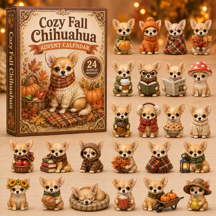FALL KICKOFF 40% OFF - Cozy Fall Chihuahua Advent Calendar 2026 - 24-Day Festive Countdown, Acrylic Charms Blind Box - Gift For Chihuahua Lovers AC0NT072