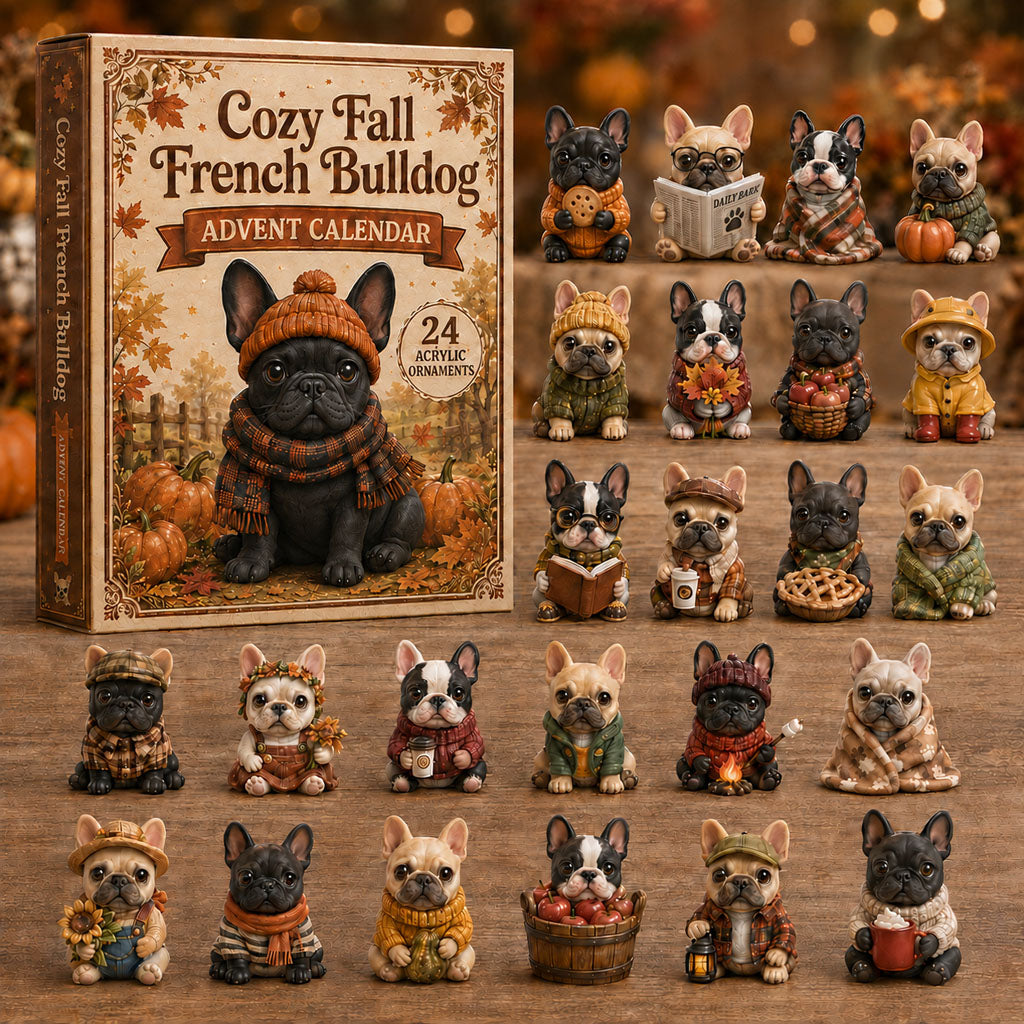 FALL KICKOFF 40% OFF - Cozy Fall French Bulldog Advent Calendar 2026 - 24-Day Festive Countdown, Acrylic Charms Blind Box - Gift For Dog Lovers AC0NT082