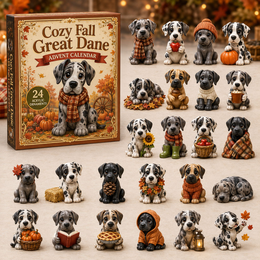 FALL KICKOFF 40% OFF - Cozy Fall Great Dane Advent Calendar 2026 - 24-Day Festive Countdown, Acrylic Charms Blind Box - Gift For Great Dane Lovers AC0NT147