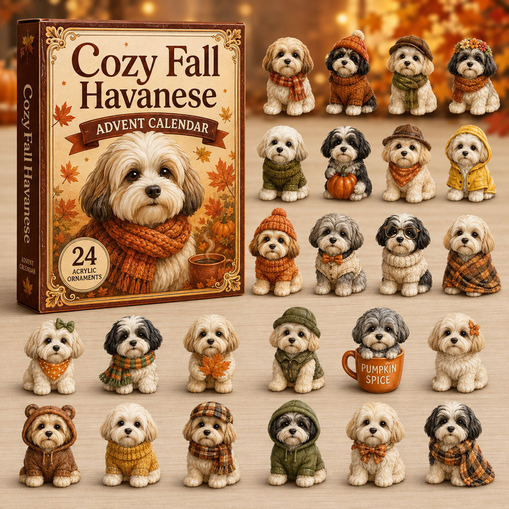 FALL KICKOFF 40% OFF - Cozy Fall Havanese Advent Calendar 2026 - 24-Day Festive Countdown, Acrylic Charms Blind Box - Gift For Havanese Lovers AC0NT207