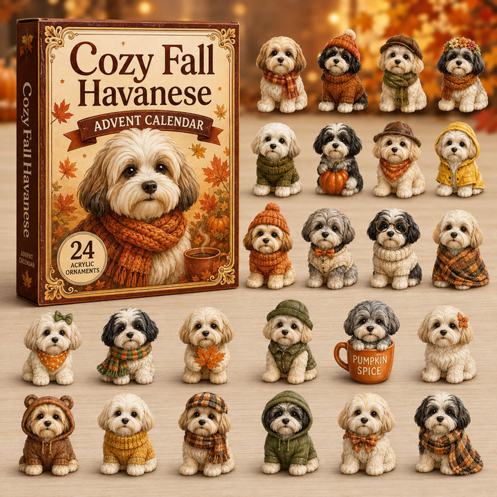 FALL KICKOFF 40% OFF - Cozy Fall Havanese Advent Calendar 2026 - 24-Day Festive Countdown, Acrylic Charms Blind Box - Gift For Havanese Lovers AC0NT207