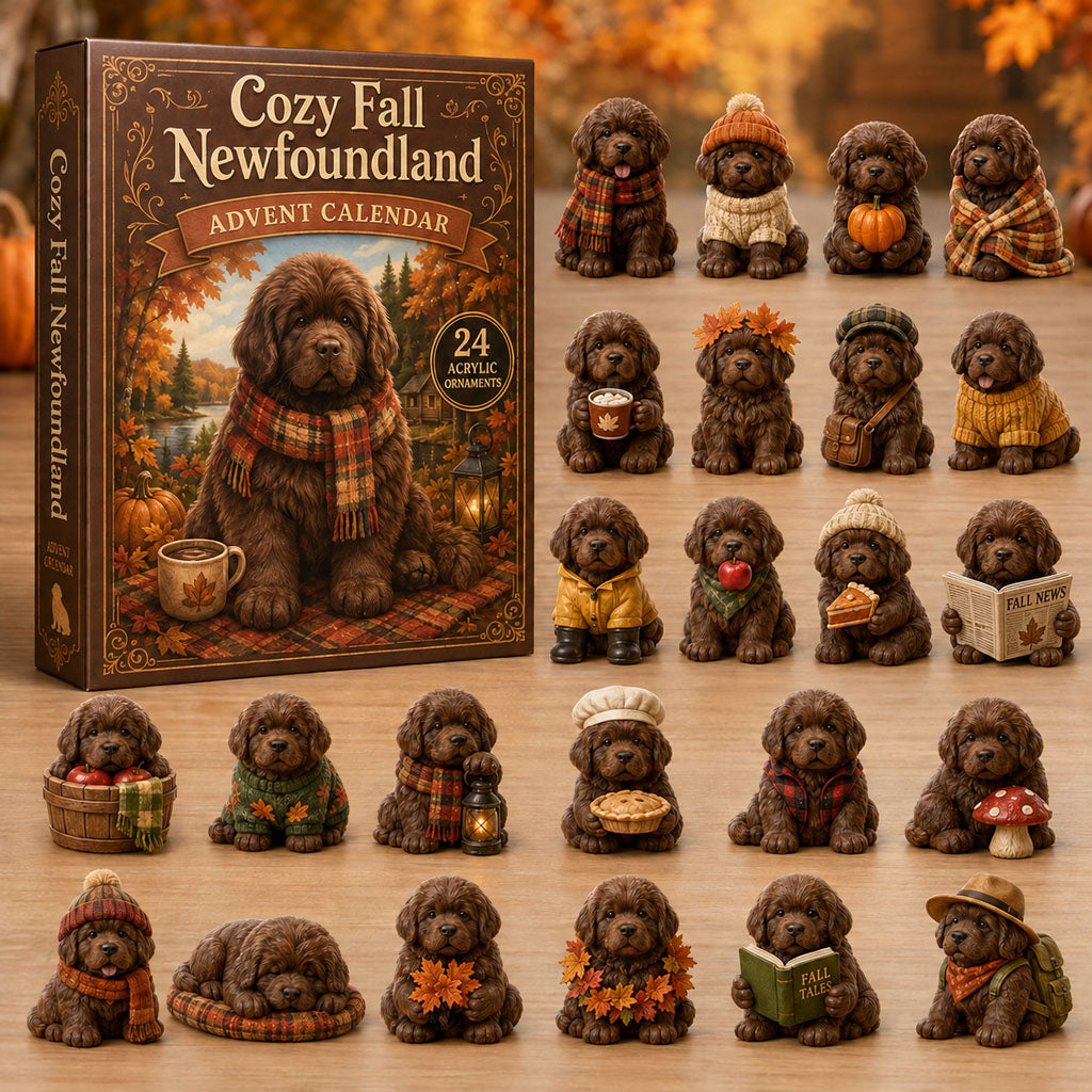 FALL KICKOFF 40% OFF - Cozy Fall Newfoundland Advent Calendar 2026 - 24-Day Festive Countdown, Acrylic Charms Blind Box - Gift For Newfoundland Lovers AC0NT152