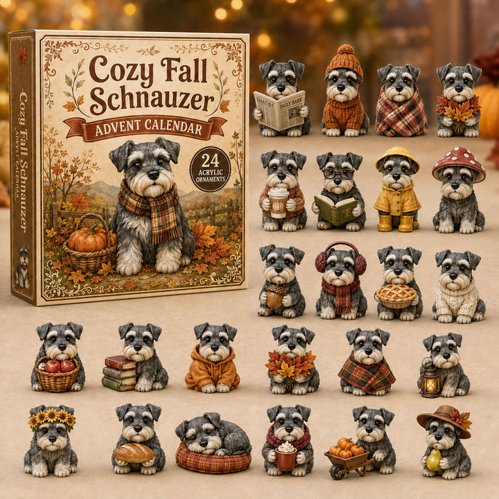 FALL KICKOFF 40% OFF - Cozy Fall Schnauzer Advent Calendar 2026 - 24-Day Festive Countdown, Acrylic Charms Blind Box - Gift For Schnauzer Lovers AC0NT047