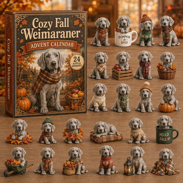 FALL KICKOFF 40% OFF - Cozy Fall Weimaraner Advent Calendar 2026 - 24-Day Festive Countdown, Acrylic Charms Blind Box - Gift For Weimaraner Lovers AC0NT222
