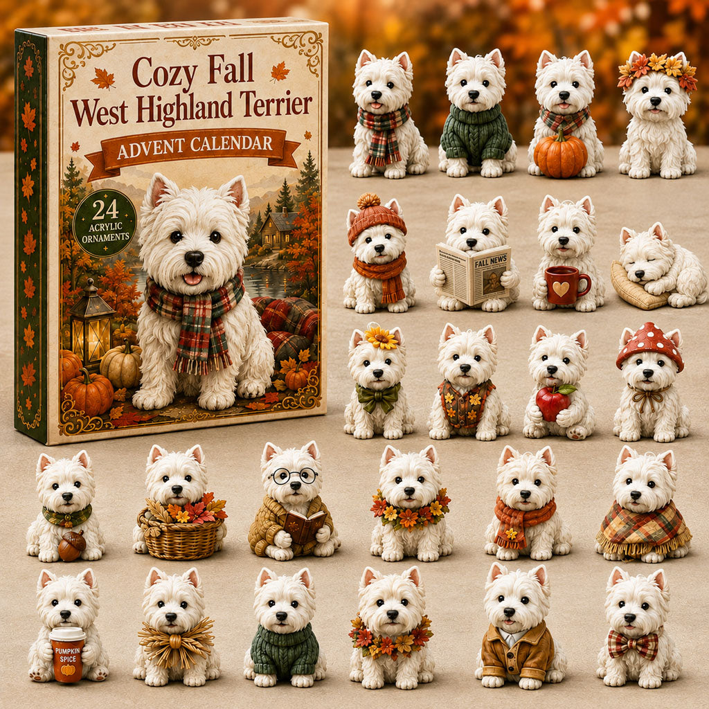 FALL KICKOFF 40% OFF - Cozy Fall West Highland Terrier Advent Calendar 2026 - 24-Day Festive Countdown, Acrylic Charms Blind Box - Gift For West Highland Terrier Lovers AC0NT052