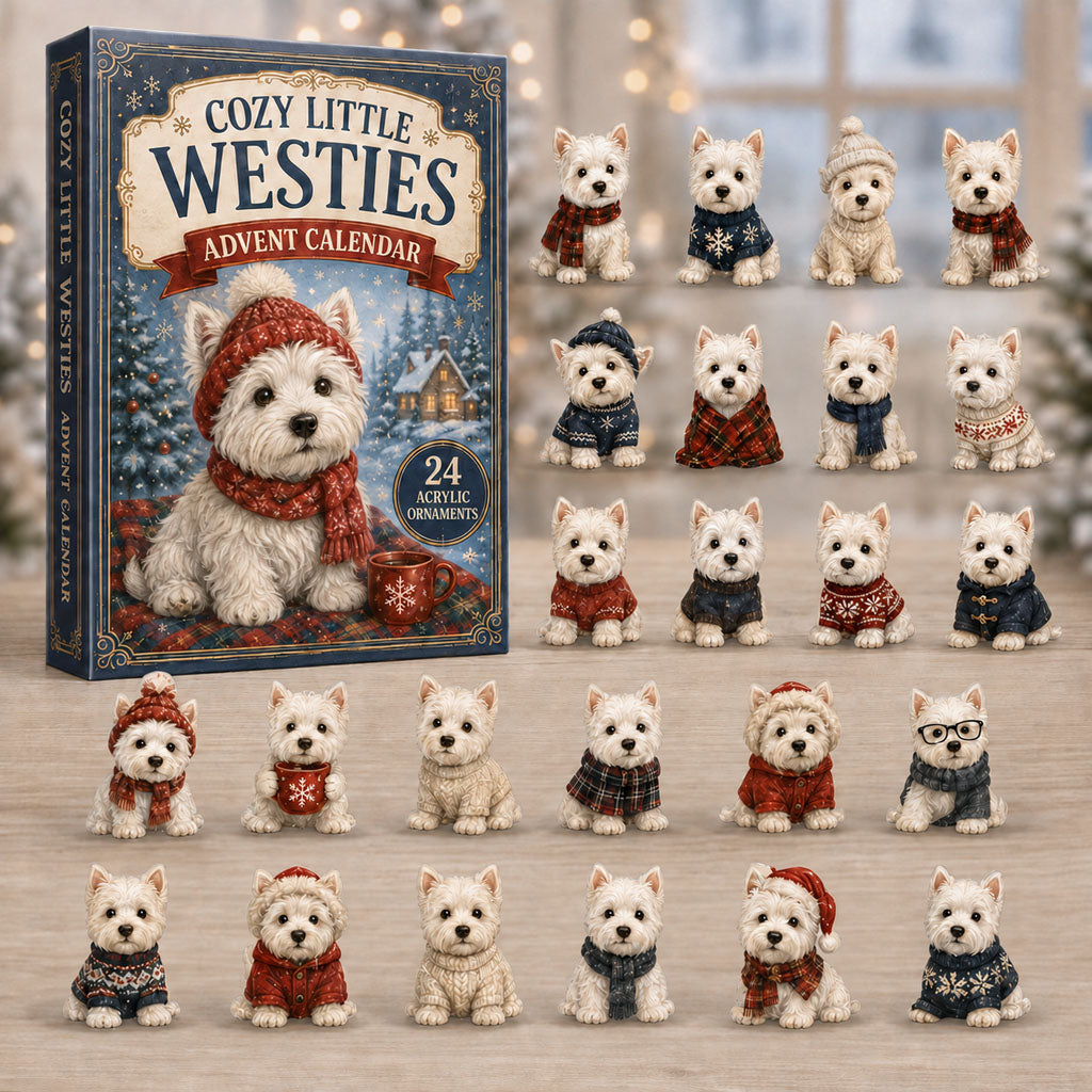 CHRISTMAS KICKOFF 40% OFF - Cozy Little Westies Advent Calendar 2026 - 24-Day Festive Countdown, Acrylic Charms Blind Box - Gift For Dog Lovers AC0NT097