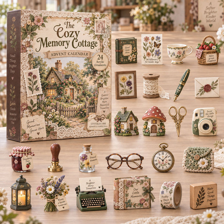 CHRISTMAS KICKOFF 40% OFF - Cozy Memory Cottage Advent Calendar 2026 - 24-Day Festive Countdown, Acrylic Charms Blind Box - Gift For Scrapbooking Lovers AC0TH341
