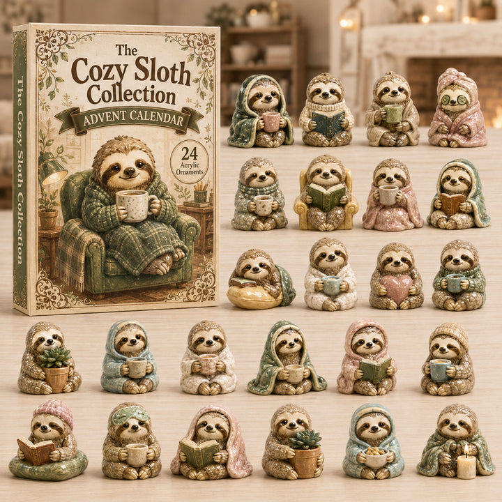 CHRISTMAS KICKOFF 40% OFF - Cozy Sloth Collection Advent Calendar 2026 - 24-Day Festive Countdown, Acrylic Charms Blind Box - Gift For Sloth Lovers