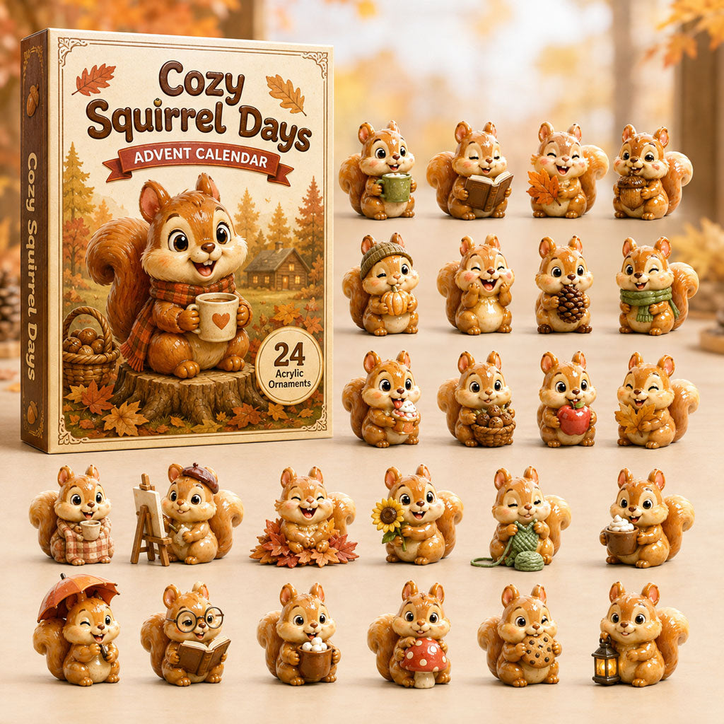 FALL KICKOFF 40% OFF - Cozy Squirrel Days Advent Calendar 2026 - 24-Day Festive Countdown, Acrylic Charms Blind Box - Gift For Squirrel Lovers AC0HA151