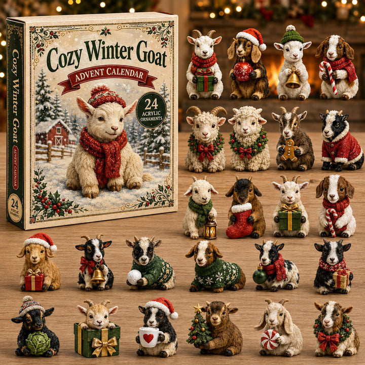 CHRISTMAS KICKOFF 40% OFF - Cozy Winter Goat Advent Calendar 2026 - 24-Day Festive Countdown, Acrylic Charms Blind Box - Gift For Goat Lovers AC0NT193