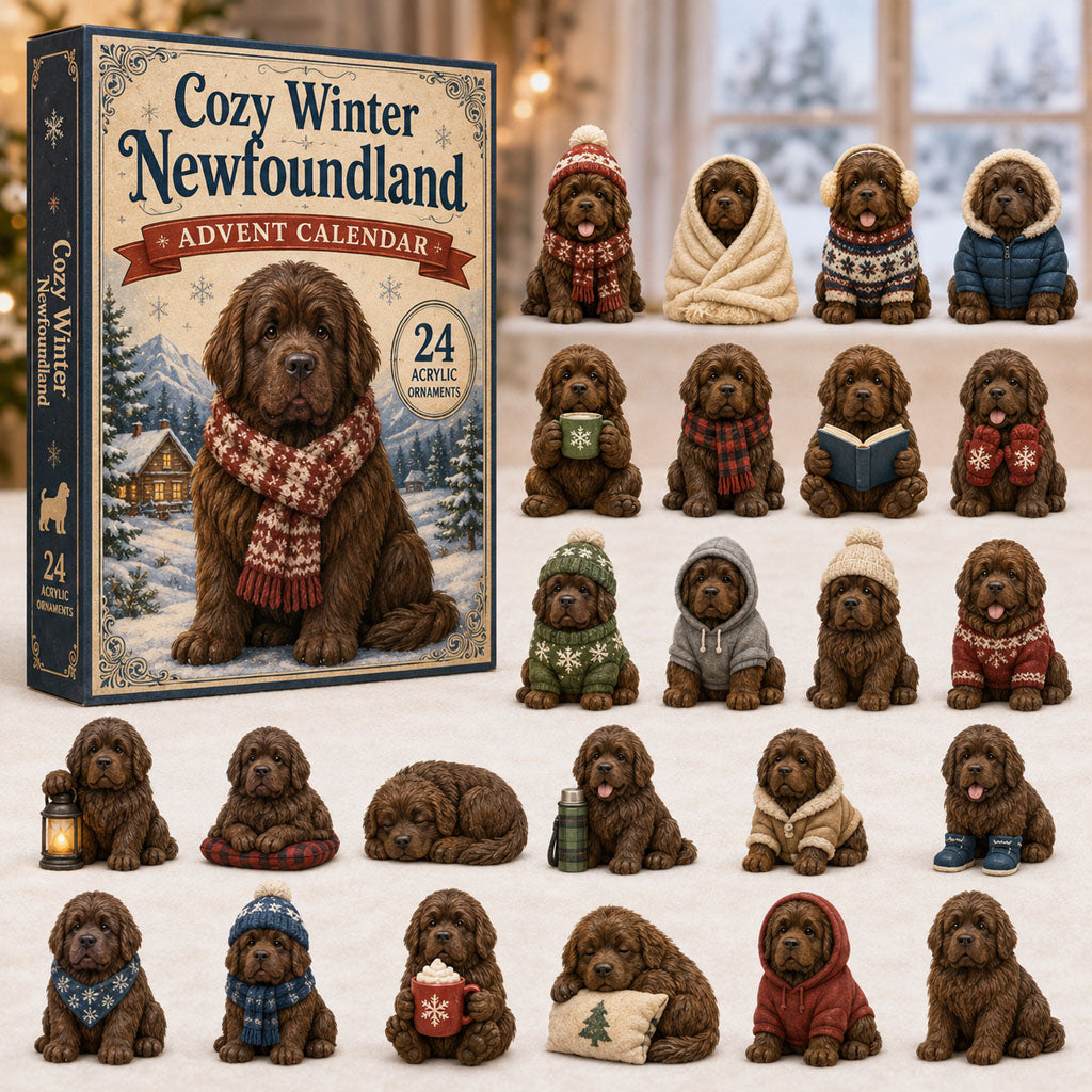 CHRISTMAS KICKOFF 40% OFF - Cozy Winter Newfoundland Advent Calendar 2026 - 24-Day Festive Countdown, Acrylic Charms Blind Box - Gift For Newfoundland Lovers AC0NT153