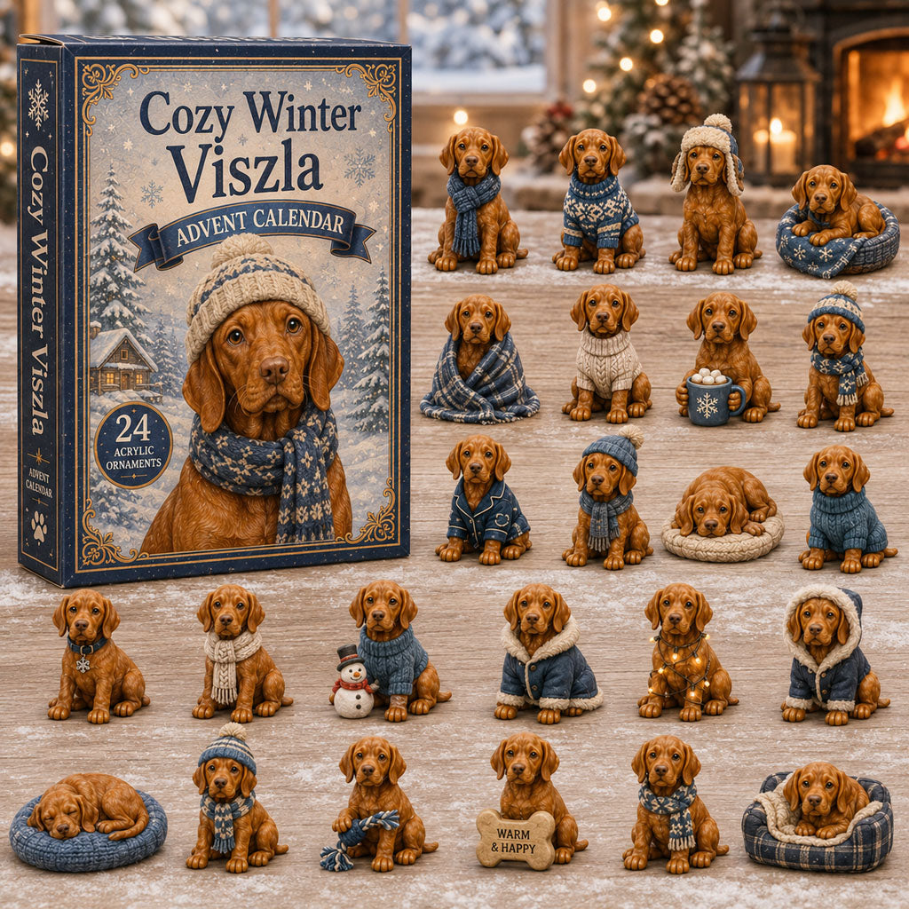 CHRISMAST KICKOFF 40% OFF - Cozy Winter Vizsla Advent Calendar 2026 - 24-Day Festive Countdown, Acrylic Charms Blind Box - Gift For Vizsla Lovers AC0NT173