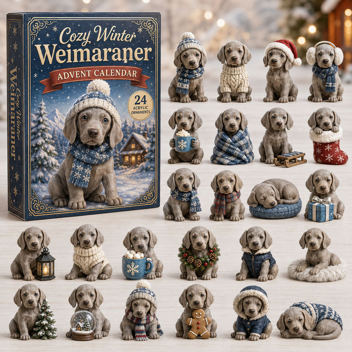 CHRISTMAS KICKOFF 40% OFF - Cozy Winter Weimaraner Advent Calendar 2026 - 24-Day Festive Countdown, Acrylic Charms Blind Box - Gift For Weimaraner Lovers AC0NT223