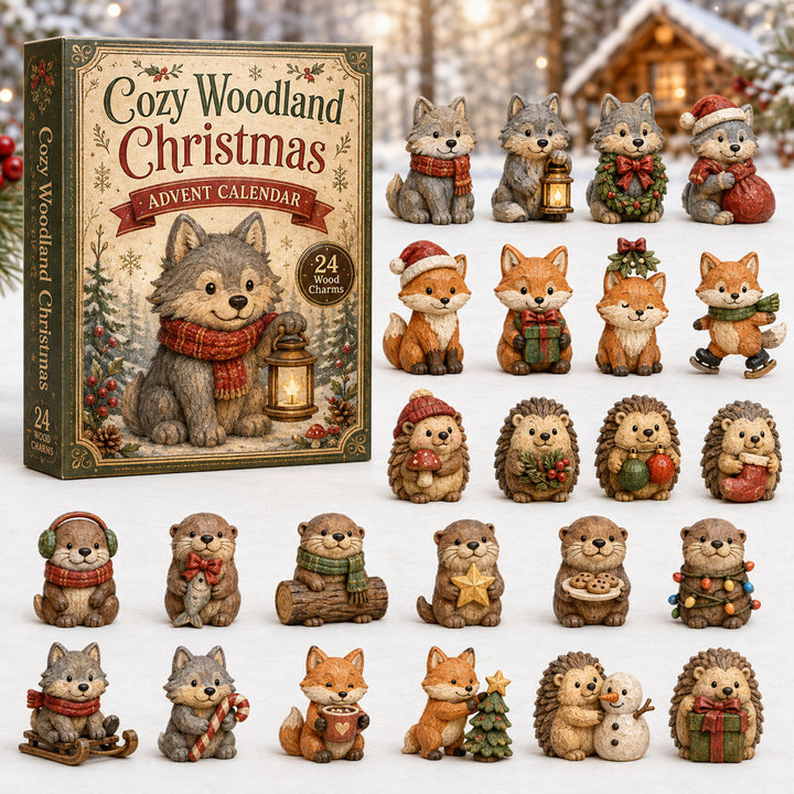 CHRISMAST KICKOFF 40% OFF - Cozy Woodland Christmas Advent Calendar 2026 - 24-Day Festive Countdown, Wooden Charms Blind Box - Gift For Animals Lovers AC0TH140