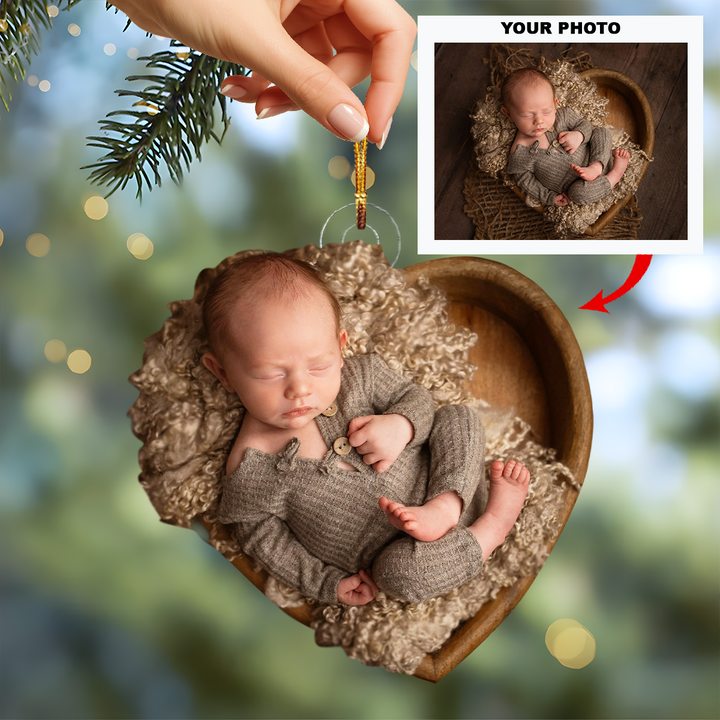 Cradle of Love - Personalized Photo Mica Ornament - Christmas Gift For Family Members