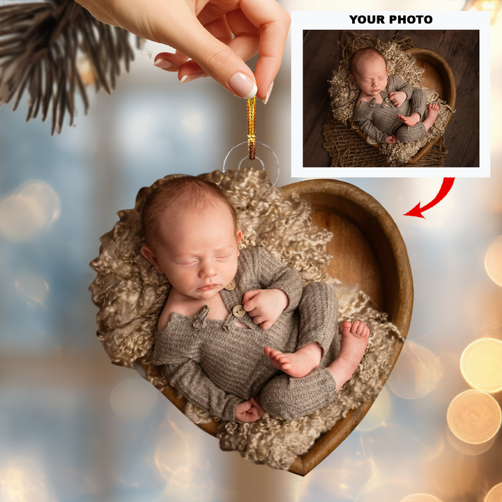 Cradle of Love - Personalized Photo Mica Ornament - Christmas Gift For Family Members