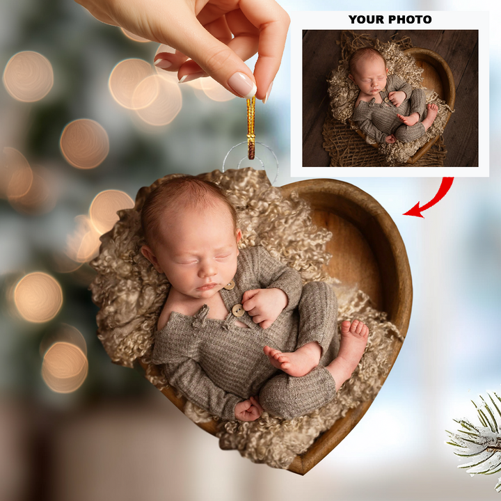 Cradle of Love - Personalized Photo Mica Ornament - Christmas Gift For Family Members