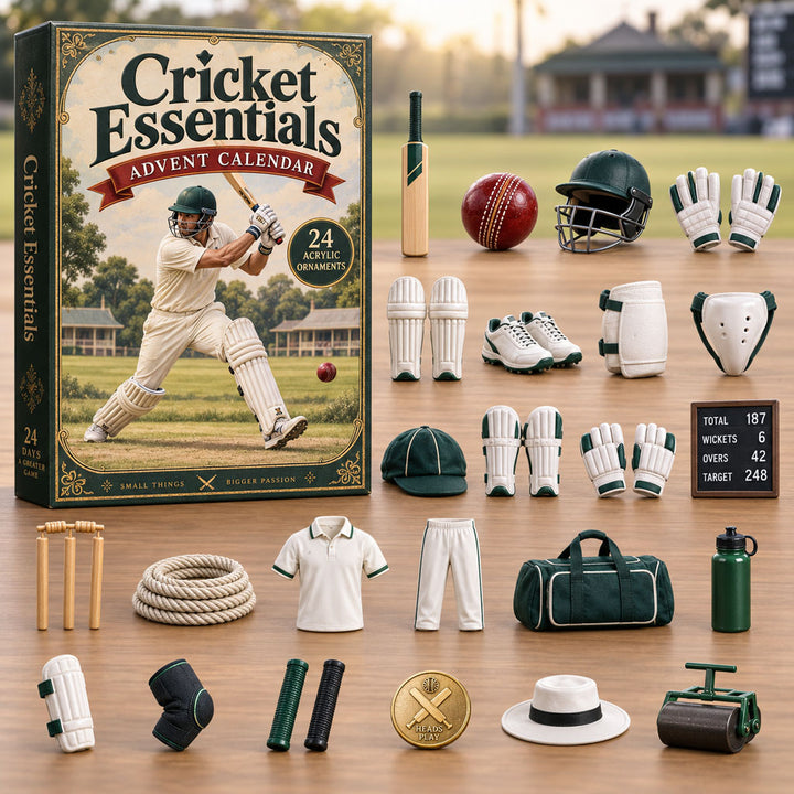 CHRISTMAS KICKOFF 40% OFF - Cricket Essentials Advent Calendar 2026 - 24-Day Festive Countdown, Acrylic Charms Blind Box - Gift For Cricket Lovers AC0NT298