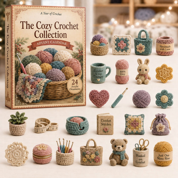 CHRISTMAS KICKOFF 40% OFF - Crochet Lover Advent Calendar 2026 - 24-Day Festive Countdown, Acrylic Charms Blind Box - Gift For Crochet Lovers