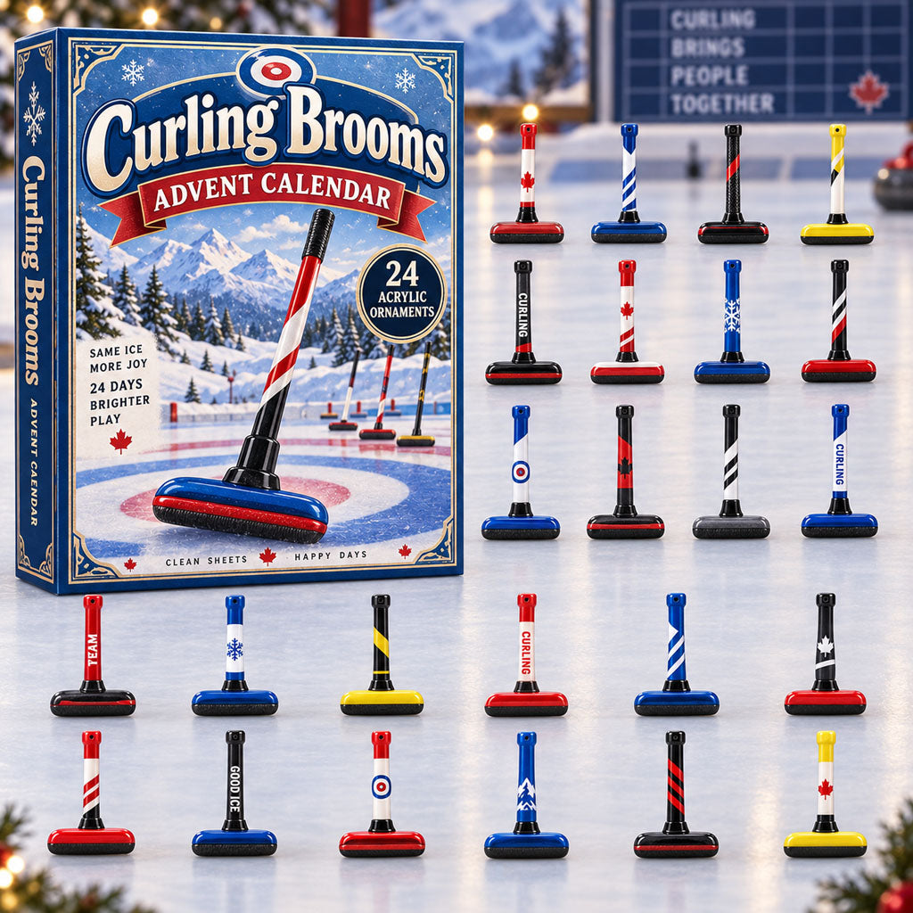CHRISTMAS KICKOFF 40% OFF - Curling Brooms Advent Calendar 2026 - 24-Day Festive Countdown, Acrylic Charms Blind Box - Gift For Curling Lovers AC0NT302