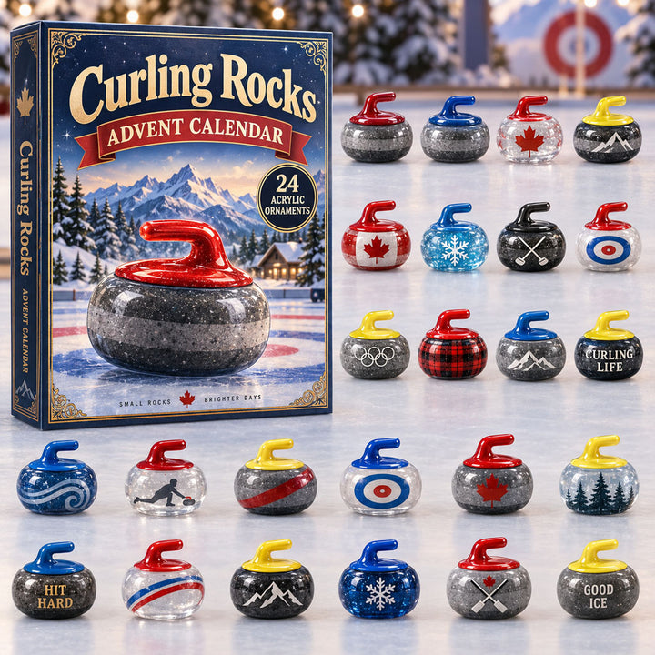 CHRISTMAS KICKOFF 40% OFF - Curling Rocks Advent Calendar 2026 - 24-Day Festive Countdown, Acrylic Charms Blind Box - Gift For Curling Lovers AC0NT304