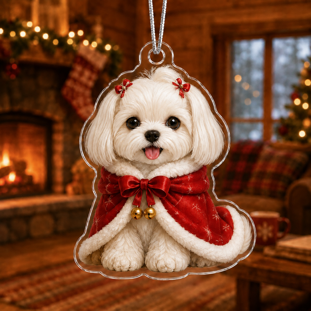 Cute Maltese Mica Ornament NCU0NT082