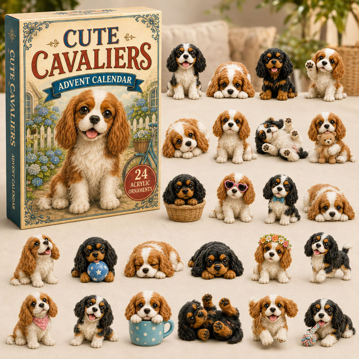 CHRISTMAS KICKOFF 40% OFF - Cute Cavaliers Advent Calendar 2026 - 24-Day Festive Countdown, Acrylic Charms Blind Box - Gift For Dog Lovers AC0TM247