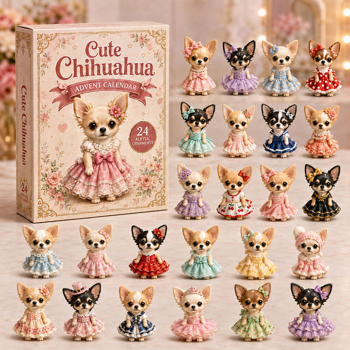 CHRISTMAS KICKOFF 40% OFF - Cute Chihuahua Advent Calendar 2026 - 24-Day Festive Countdown, Acrylic Charms Blind Box - Gift For Chihuahua Lovers AC0NT073