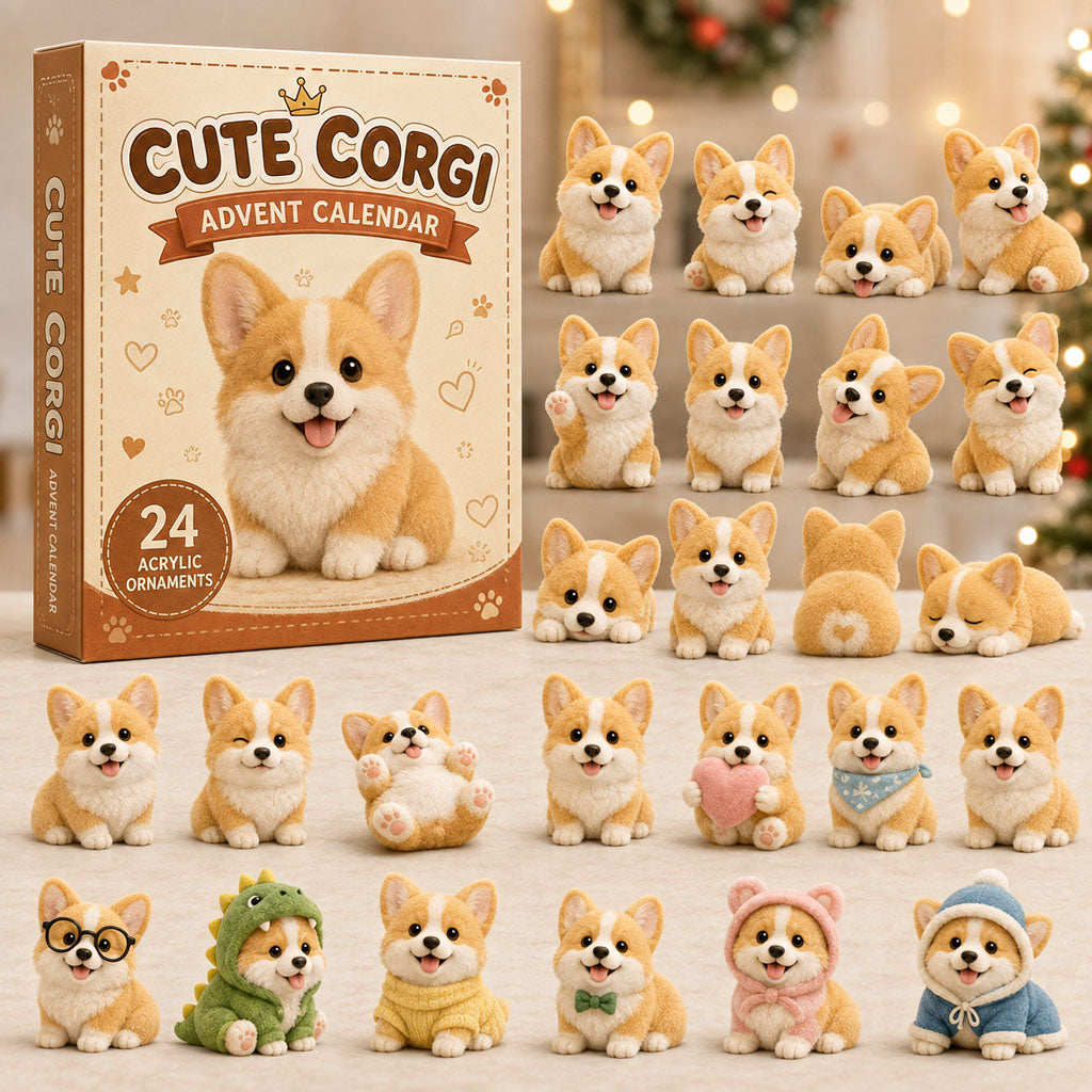 CHRISTMAS KICKOFF 40% OFF - Cute Corgi Advent Calendar 2026 - 24-Day Festive Countdown, Acrylic Charms Blind Box - Gift For Corgi Lovers AC0TM181