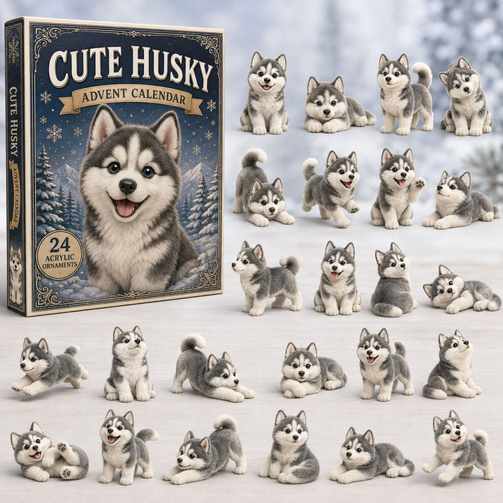 CHRISTMAS KICKOFF 40% OFF - Cute Husky Advent Calendar 2026 - 24-Day Festive Countdown, Acrylic Charms Blind Box - Gift For Dog Lovers AC0TM240