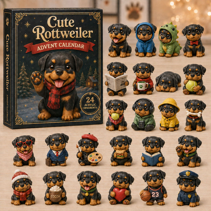 CHRISTMAS KICKOFF 40% OFF - Cute Rottweiler Advent Calendar 2026 - 24-Day Festive Countdown, Acrylic Charms Blind Box - Gift For Rottweiler Lovers AC0NT138