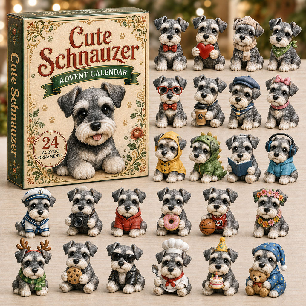 CHRISTMAS KICKOFF 40% OFF - Cute Schnauzer Advent Calendar 2026 - 24-Day Festive Countdown, Acrylic Charms Blind Box - Gift For Schnauzer Lovers AC0NT048