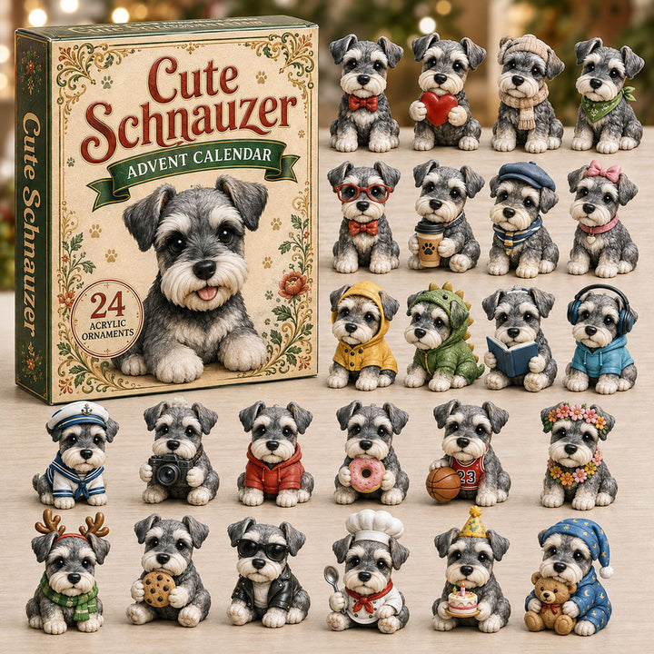 CHRISTMAS KICKOFF 40% OFF - Cute Schnauzer Advent Calendar 2026 - 24-Day Festive Countdown, Acrylic Charms Blind Box - Gift For Schnauzer Lovers AC0NT048