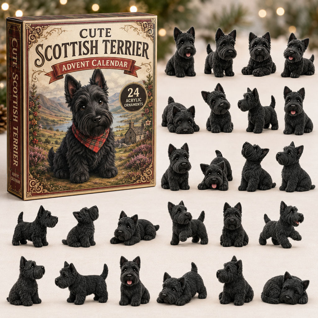 CHRISTMAS KICKOFF 40% OFF - Cute Scottish Terrier Advent Calendar 2026 - 24-Day Festive Countdown, Acrylic Charms Blind Box - Gift For Dog Lovers AC0TM250