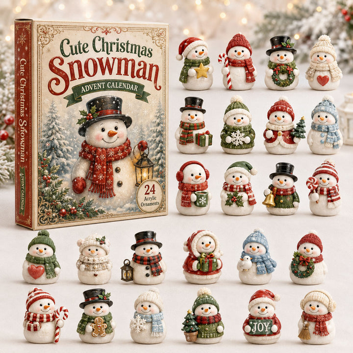 CHRISTMAS KICKOFF 40% OFF - Cute Snowman Advent Calendar 2026 - 24-Day Festive Countdown, Acrylic Charms Blind Box - Gift For Christmas Lovers AC0NT033