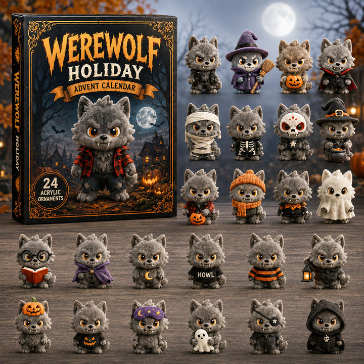 HALLOWEEN KICKOFF 40% OFF - Cute Werewolf Advent Calendar 2026 - 24-Day Festive Countdown, Acrylic Charms Blind Box - Gift For Halloween Lovers AC0TM032