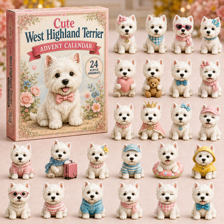 CHRISTMAS KICKOFF 40% OFF - Cute West Highland Terrier Advent Calendar 2026 - 24-Day Festive Countdown, Acrylic Charms Blind Box - Gift For West Highland Terrier Lovers AC0NT053