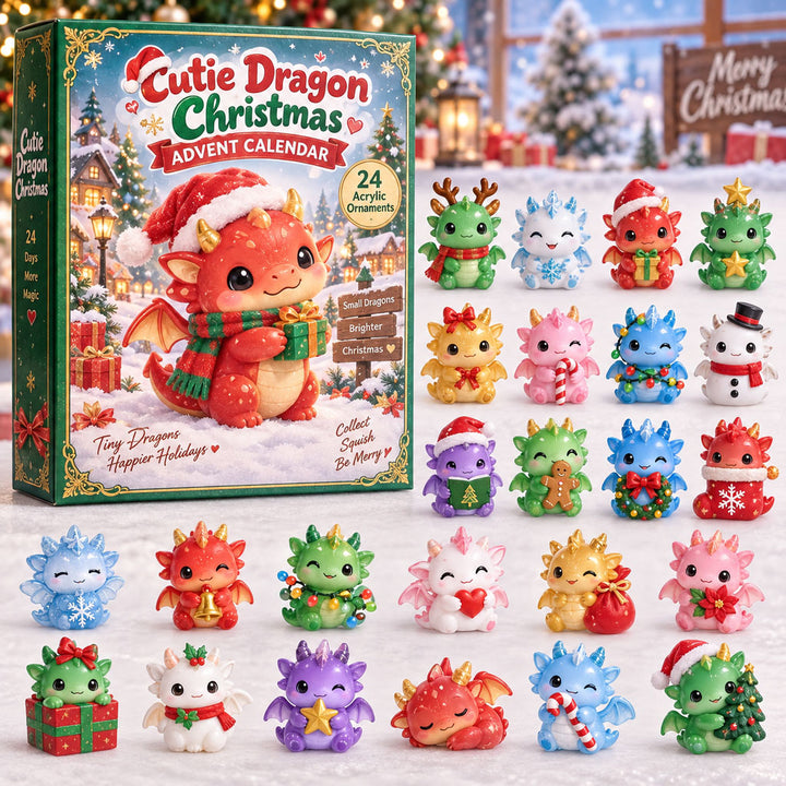 CHRISTMAS KICKOFF 40% OFF - Cutie Dragon Christmas Advent Calendar 2026 - 24-Day Festive Countdown, Acrylic Charms Blind Box - Gift For Kids AC0HA327