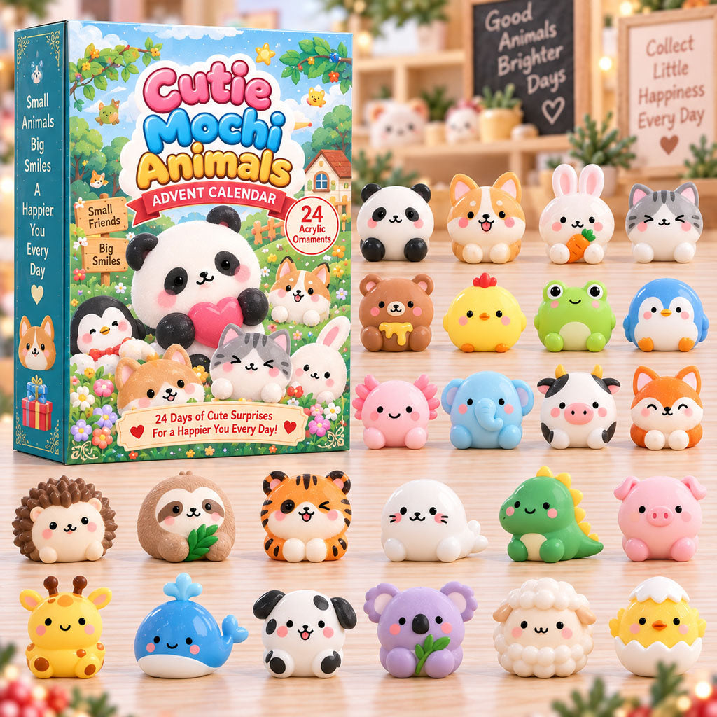 CHRISTMAS KICKOFF 40% OFF - Cutie Mochi Animals Advent Calendar 2026 - 24-Day Festive Countdown, Acrylic Charms Blind Box - Gift For Kids AC0HA320