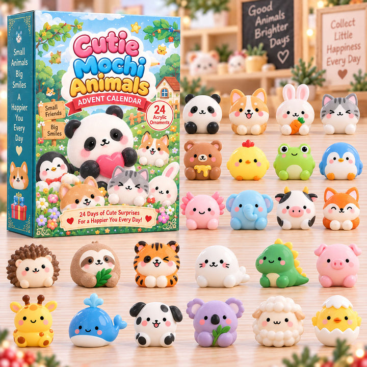 CHRISTMAS KICKOFF 40% OFF - Cutie Mochi Animals Advent Calendar 2026 - 24-Day Festive Countdown, Acrylic Charms Blind Box - Gift For Kids AC0HA320