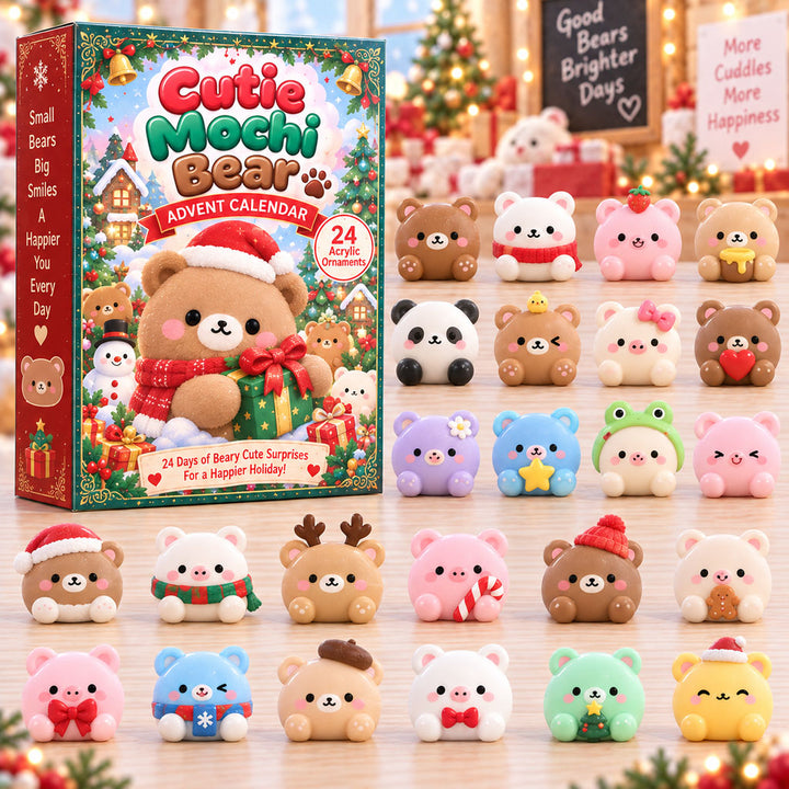 CHRISTMAS KICKOFF 40% OFF - Cutie Mochi Bear Advent Calendar 2026 - 24-Day Festive Countdown, Acrylic Charms Blind Box - Gift For Kids AC0HA321