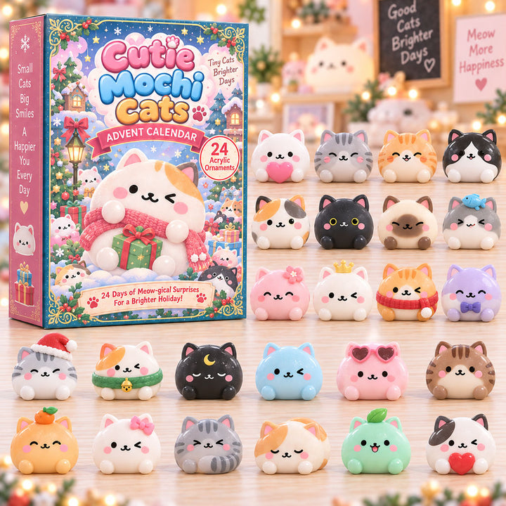 CHRISTMAS KICKOFF 40% OFF - Cutie Mochi Cats Advent Calendar 2026 - 24-Day Festive Countdown, Acrylic Charms Blind Box - Gift For Kids AC0HA322
