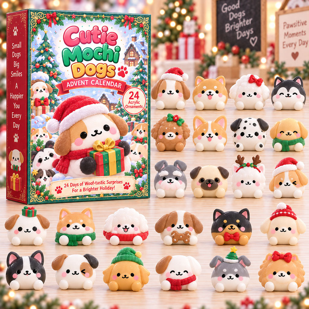 CHRISTMAS KICKOFF 40% OFF - Cutie Mochi Dogs Advent Calendar 2026 - 24-Day Festive Countdown, Acrylic Charms Blind Box - Gift For Kids AC0HA324