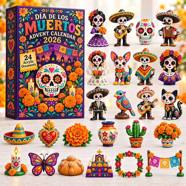 DAY OF THE DEAD KICKOFF 40% OFF - Dia De Los Muertos Advent Calendar 2026 - 24-Day Festive Countdown, Acrylic Charms Blind Box - Gift For Family & Friends AC0HT589