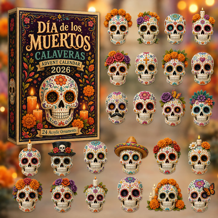 DAY OF THE DEAD KICKOFF 40% OFF - Dia de los Muertos Calaveras Advent Calendar 2026 - 24-Day Festive Countdown, Acrylic Charms Blind Box - Gift For Family & Friends AC0HT458