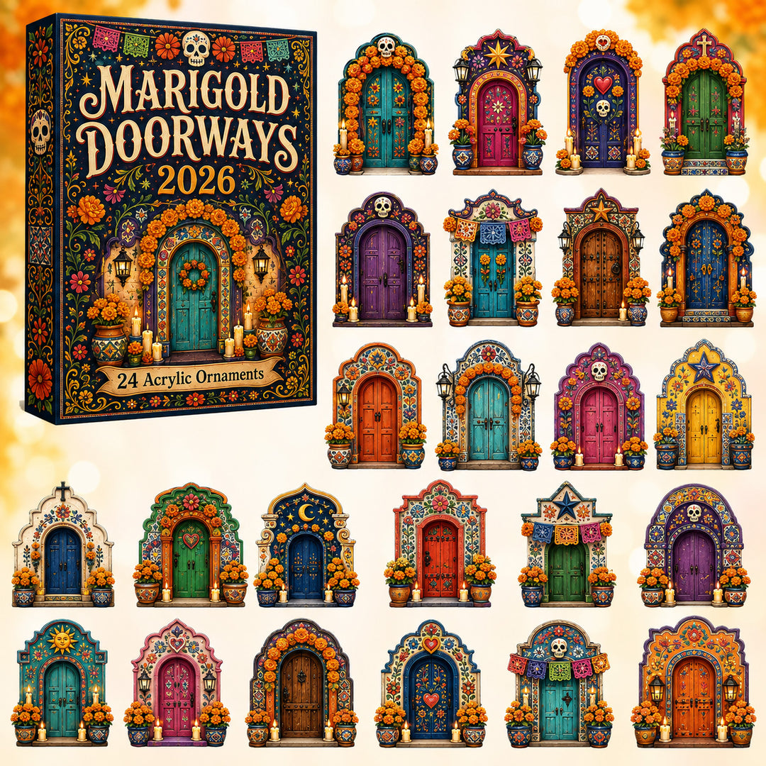 DAY OF THE DEAD KICKOFF 40% OFF - Marigold Doorways Advent Calendar 2026 - 24-Day Festive Countdown, Acrylic Charms Blind Box - Gift For Family & Friends AC0HT462