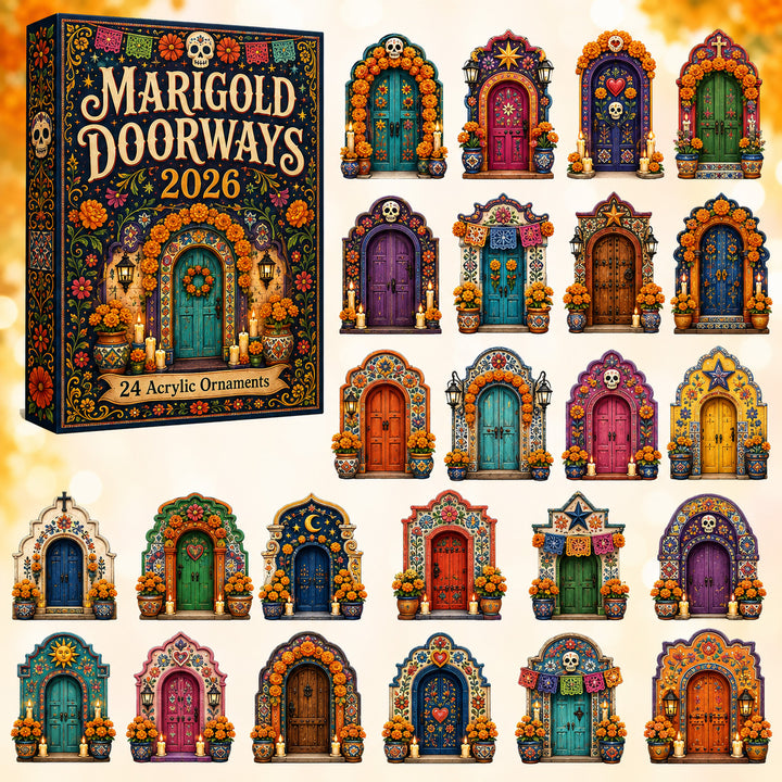 DAY OF THE DEAD KICKOFF 40% OFF - Marigold Doorways Advent Calendar 2026 - 24-Day Festive Countdown, Acrylic Charms Blind Box - Gift For Family & Friends AC0HT462