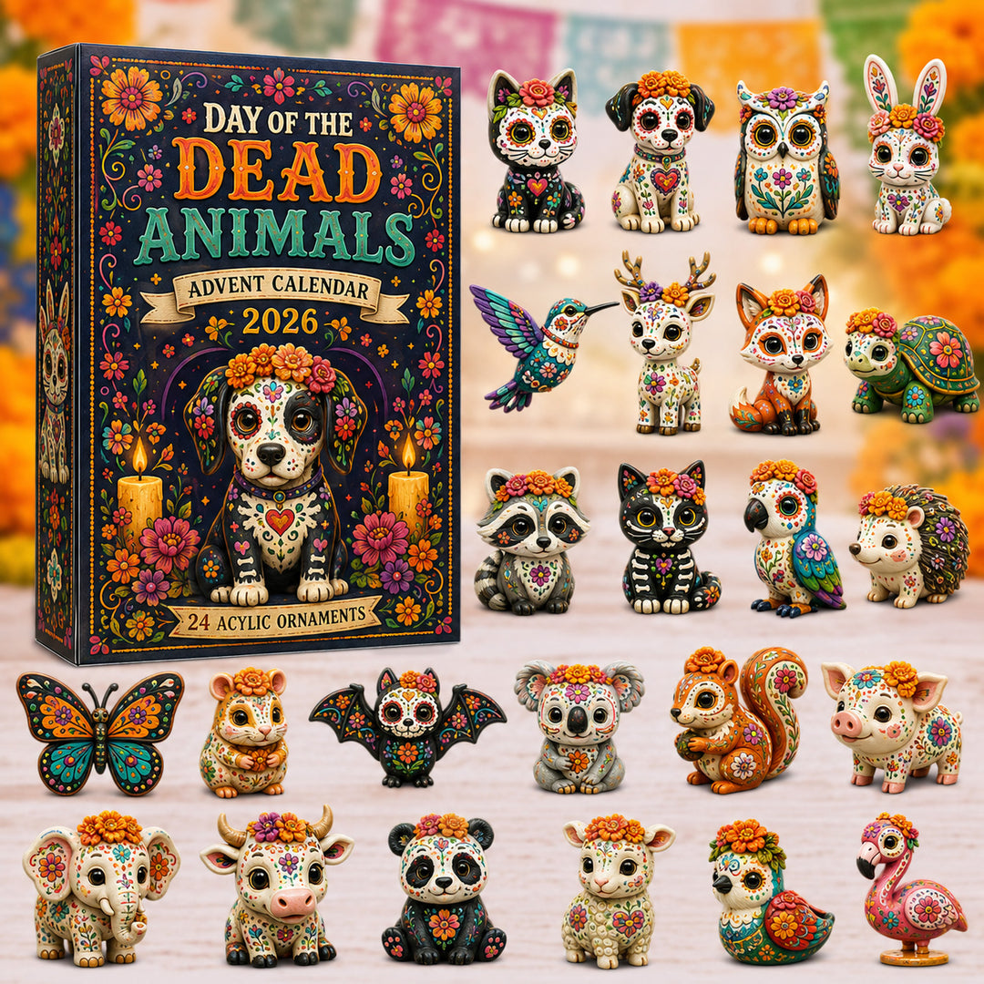 DAY OF THE DEAD KICKOFF 40% OFF - Skull Animals Advent Calendar 2026 - 24-Day Festive Countdown, Acrylic Charms Blind Box - Gift For Family & Friends AC0HT459