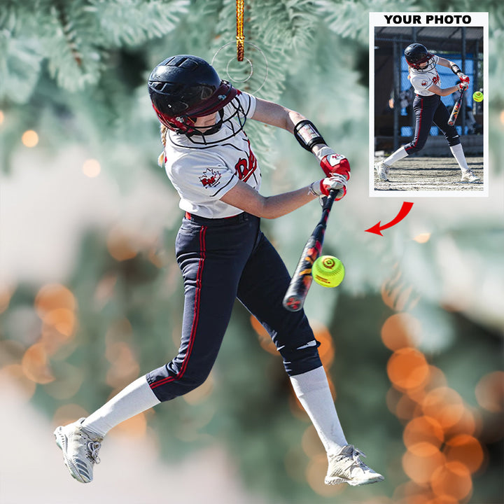 Diamond Warrior - Personalized Photo Mica Ornament - Christmas Gift For Softball Lovers, Softball Players