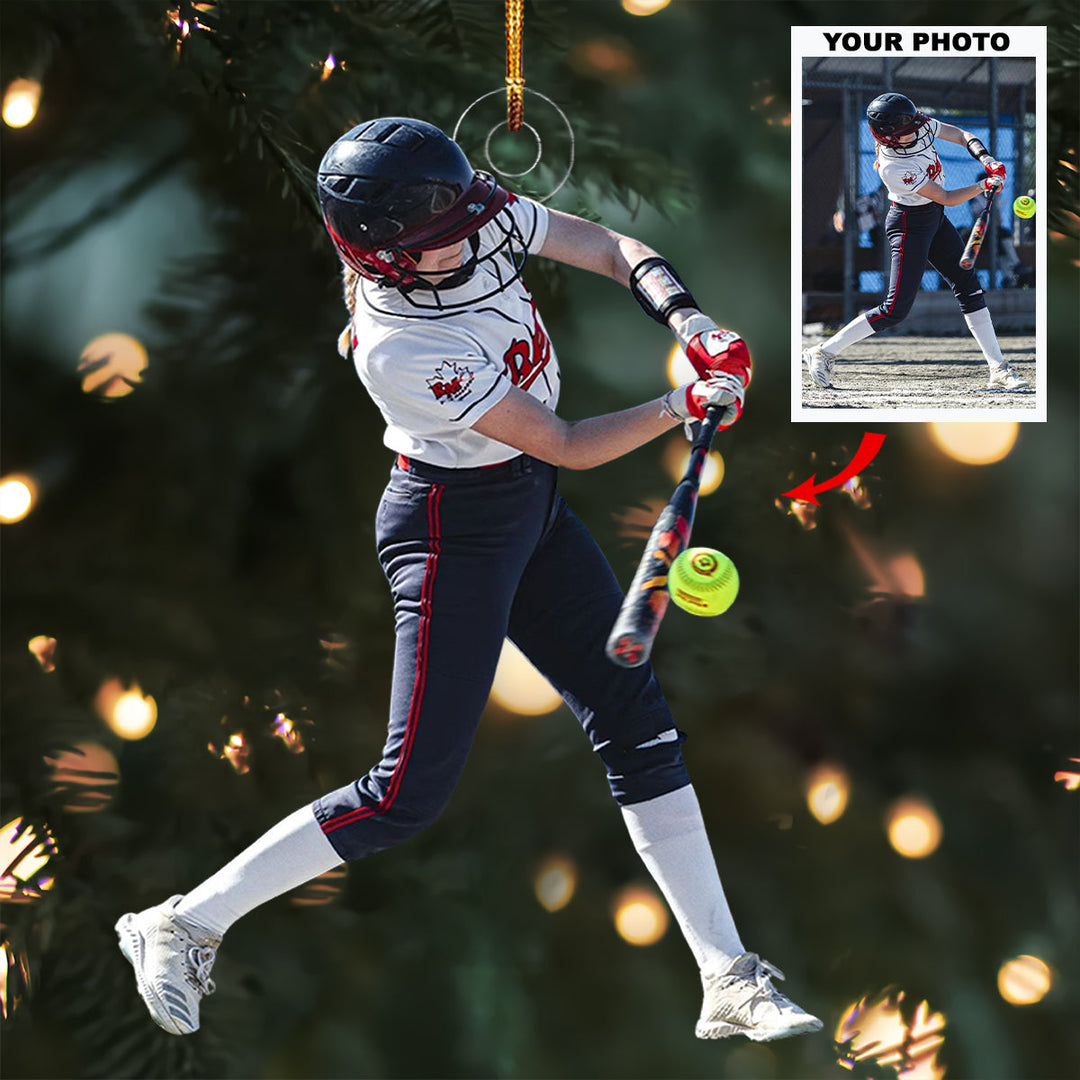 Diamond Warrior - Personalized Photo Mica Ornament - Christmas Gift For Softball Lovers, Softball Players